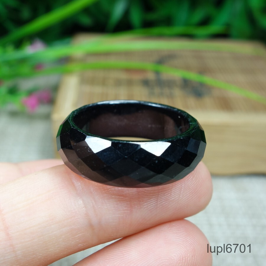 Certified Black green Burma 100% Natural A Jadeite Jade Ring 墨翠 戒指 指环 USA.9.3#