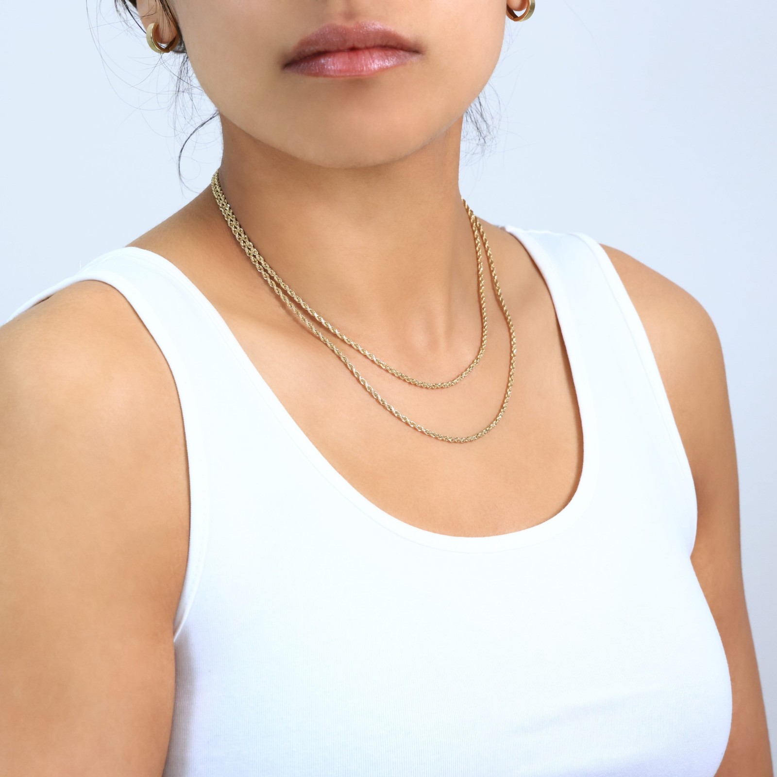 10K Yellow Gold 2mm-7mm Diamond Cut Rope Chain Necklace Men Womens 16″- 30″