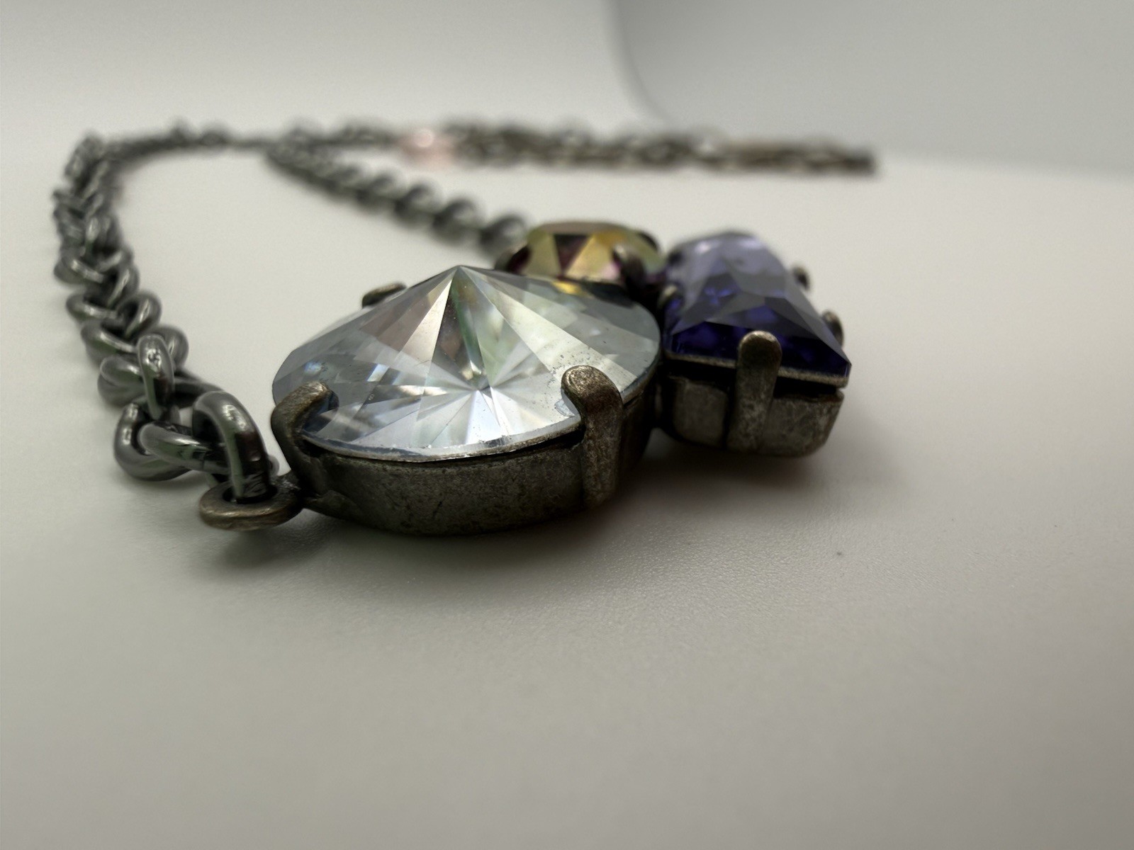 Sabika three-stone Cluster crystal accent necklace Winter 2014 (W14) Collection
