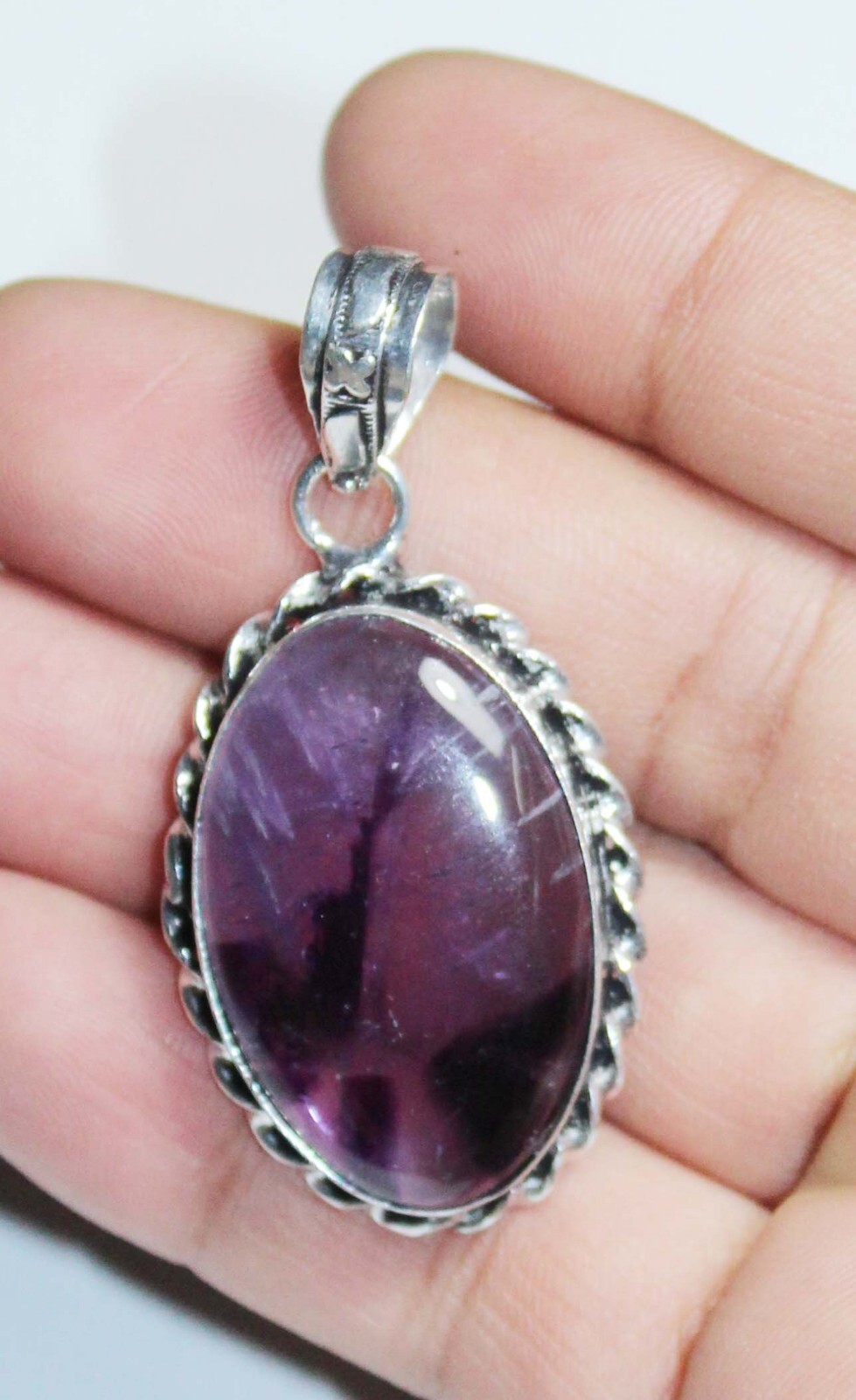 Hydro Amethyst Oval Shape Gemstone Handmade Pendant Jewelry Pendant Size 1.5 In