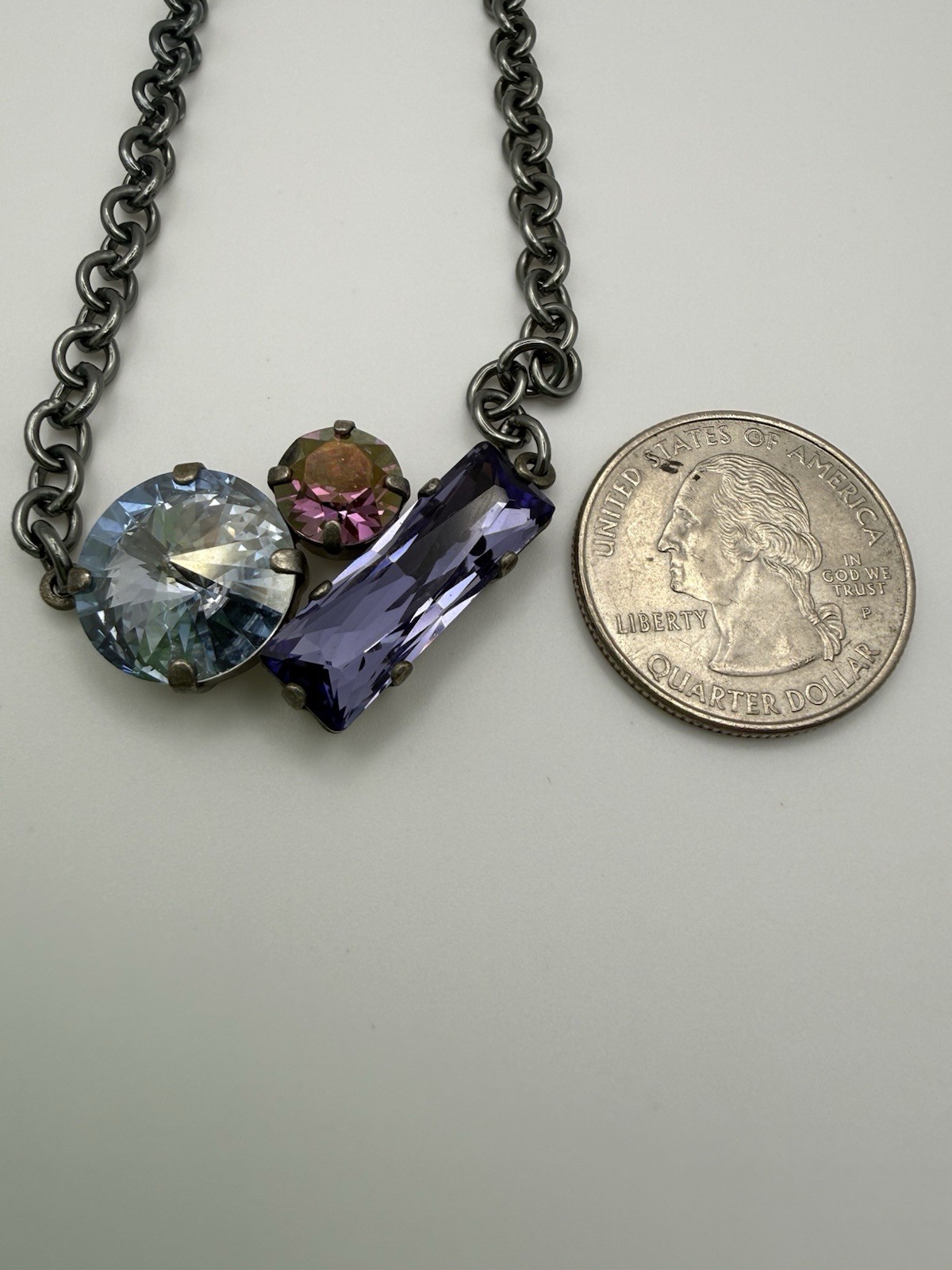 Sabika three-stone Cluster crystal accent necklace Winter 2014 (W14) Collection