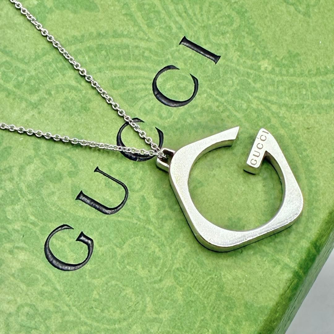 Excellent Gucci G Logo Plate Necklace, Silver 925, Aftermarket Chain