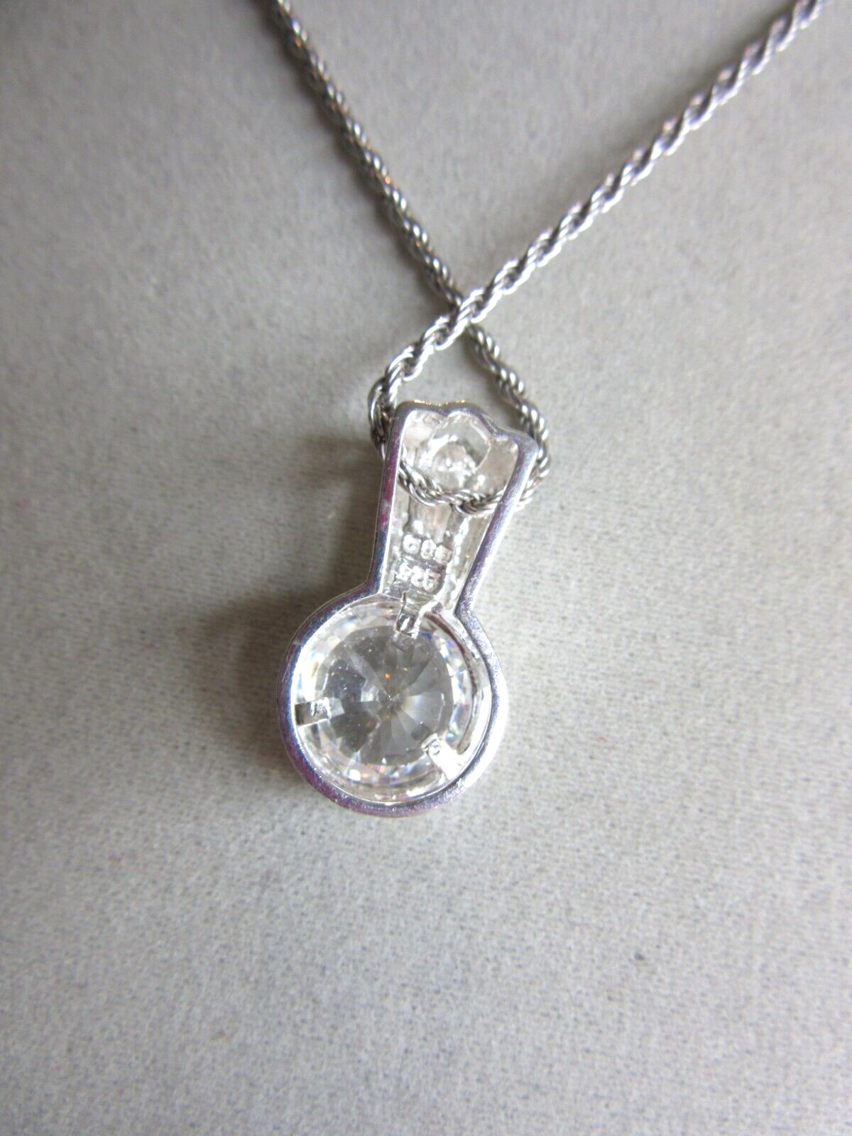 925 silver lab created CZ pendant on an 18″ long 925 Italy silver rope chain