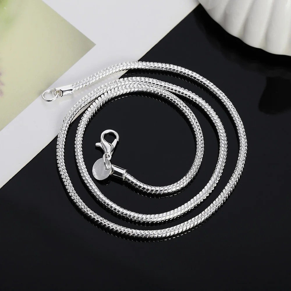 925 Sterling Solid Silver Chain Necklace Jewelry for Women Men Fashion Gift