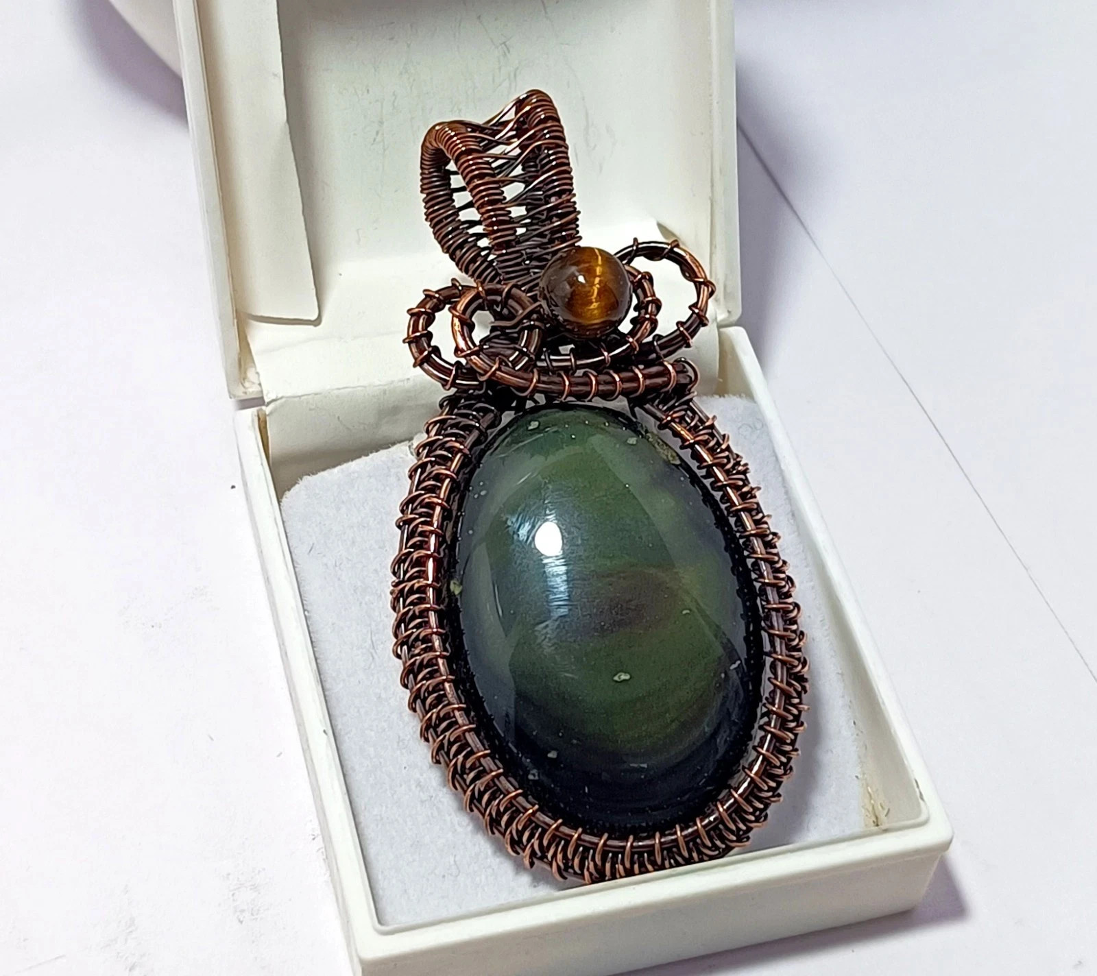 Natural Green Onyx Copper Jewelry Wire Wrapped Gift For Her Pendant 135.40 Ct