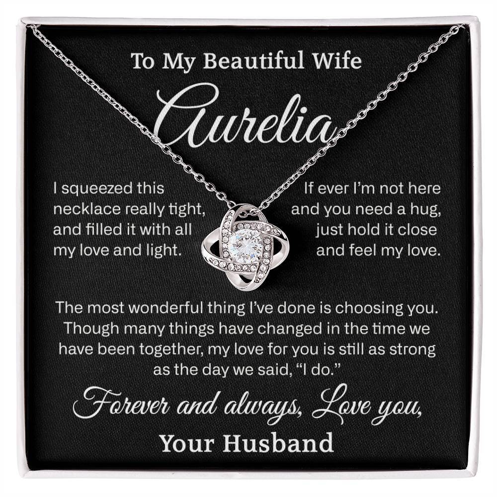 To My Wife Gifts, Custom Name Necklace, Love Knot Necklace Jewelry Valentines