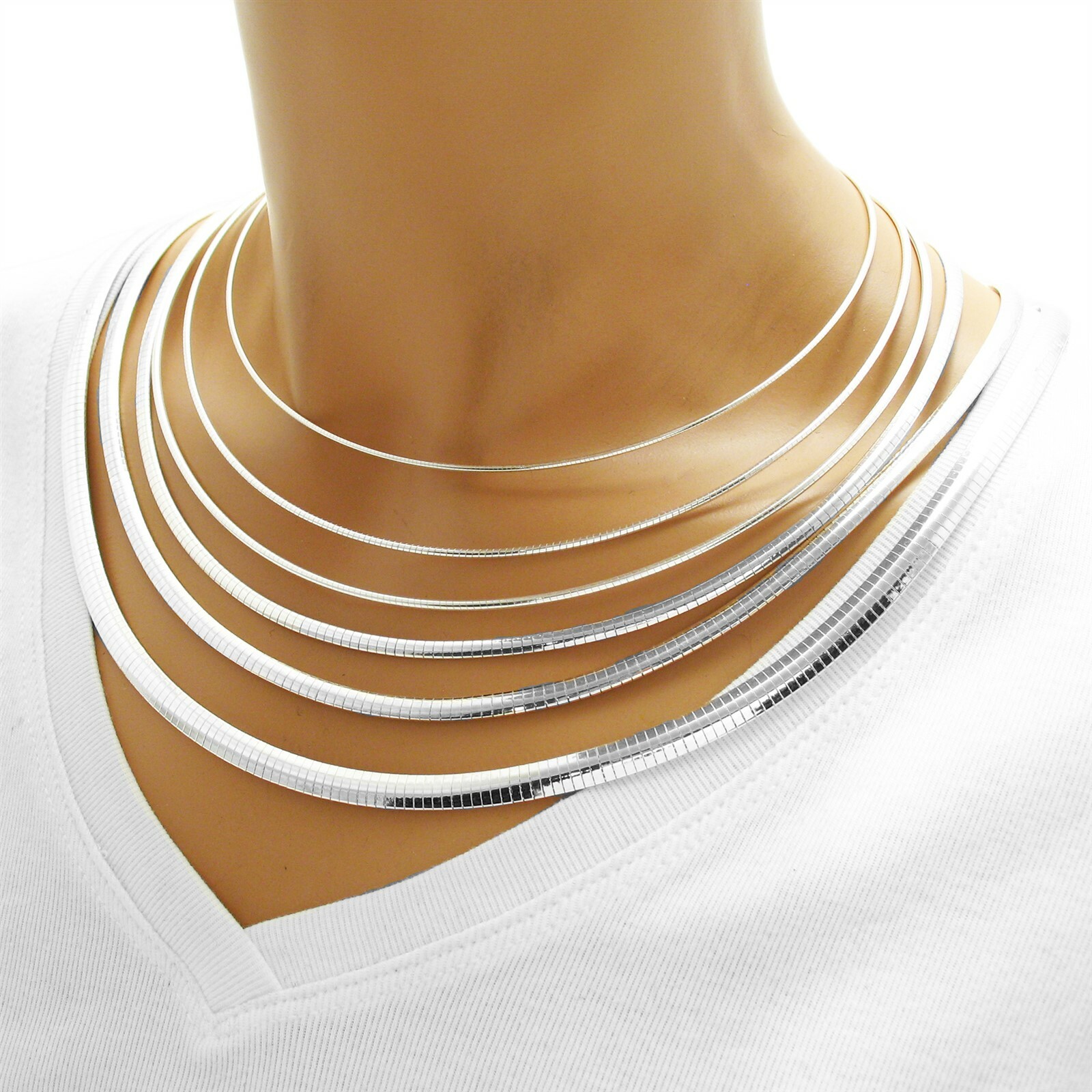 925 Sterling Silver Elegant Omega Chain Necklace – All Widths and Lengths