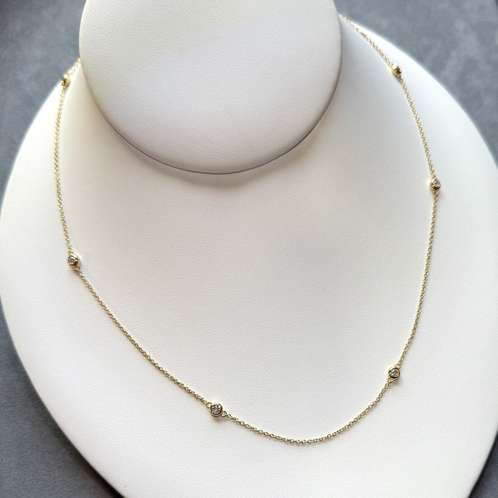 Womens Moissanite Station Necklace 16 / 36 inches – Sterling Silver or 14K Gold