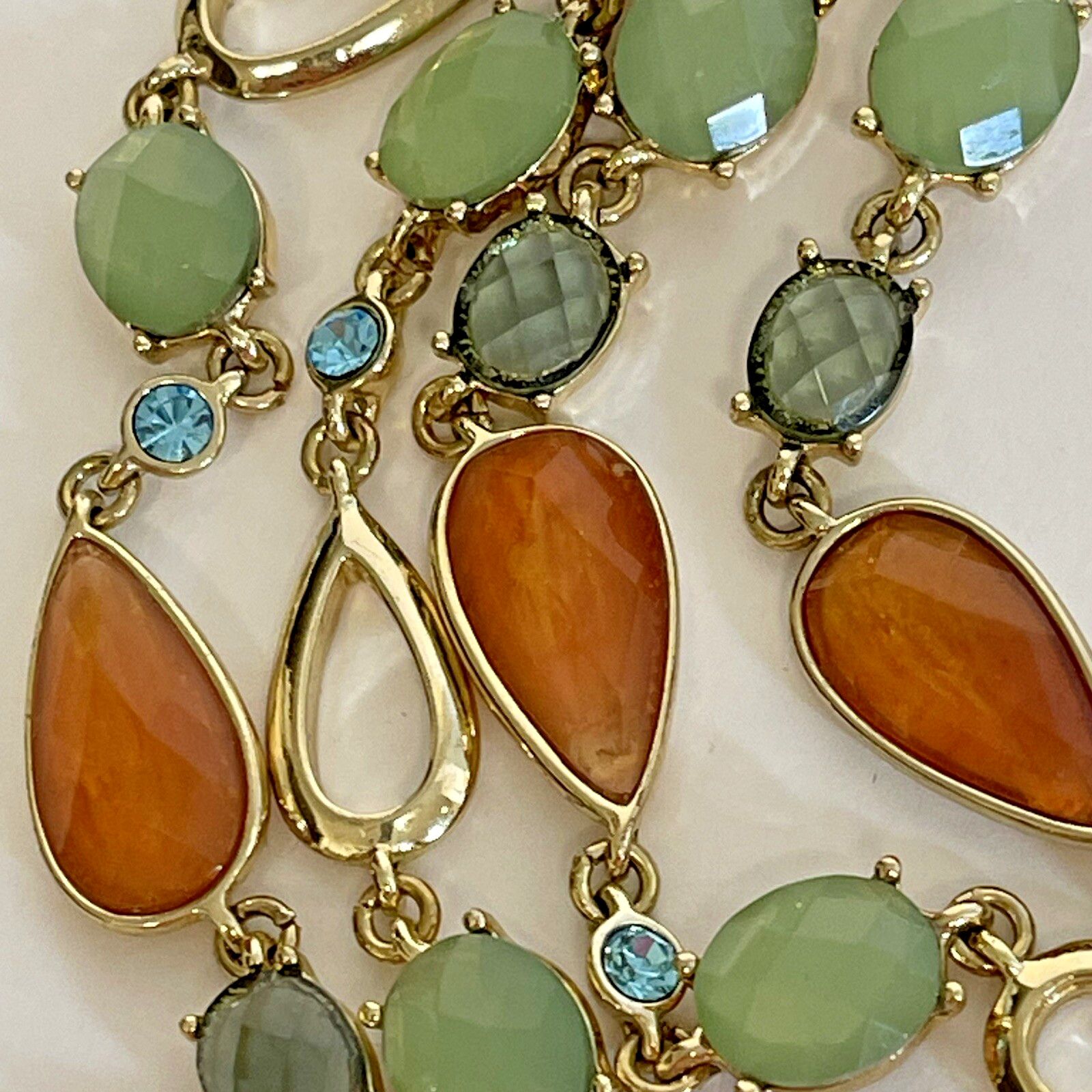 Anne Klein 42″ Long Necklace Gold Tone with Multiple Color Stones