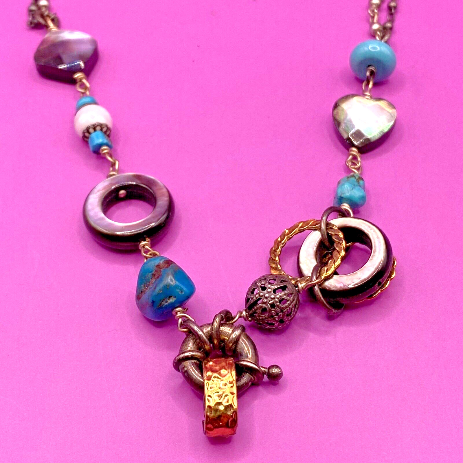 VTG GAS Bijoux Long Necklaces Costume Jewellery France Gift BOHO Multicolour