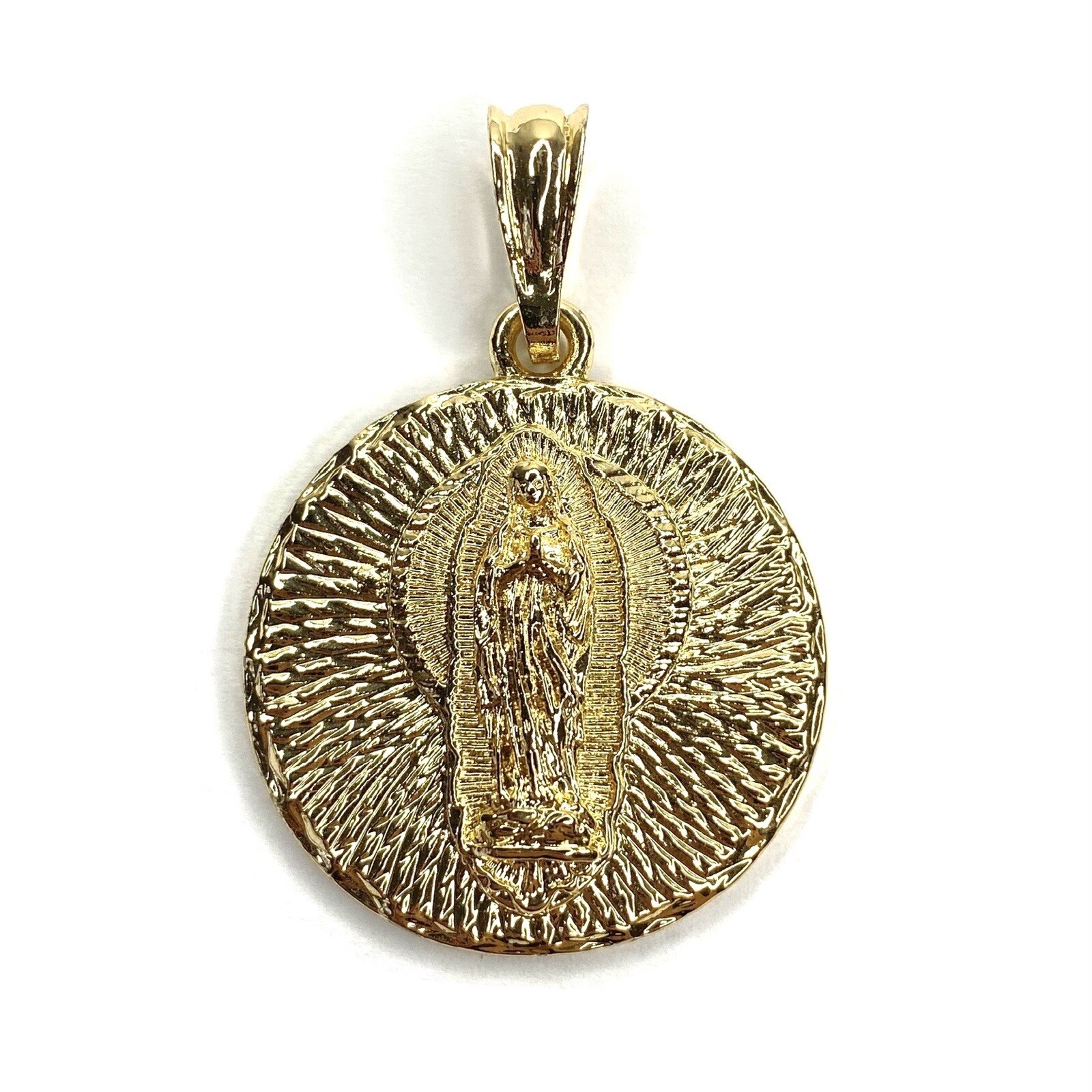 14K Gold Plated Virgin Mary Pendant Oro Laminado Virgen De Guadalupe Dije Collar