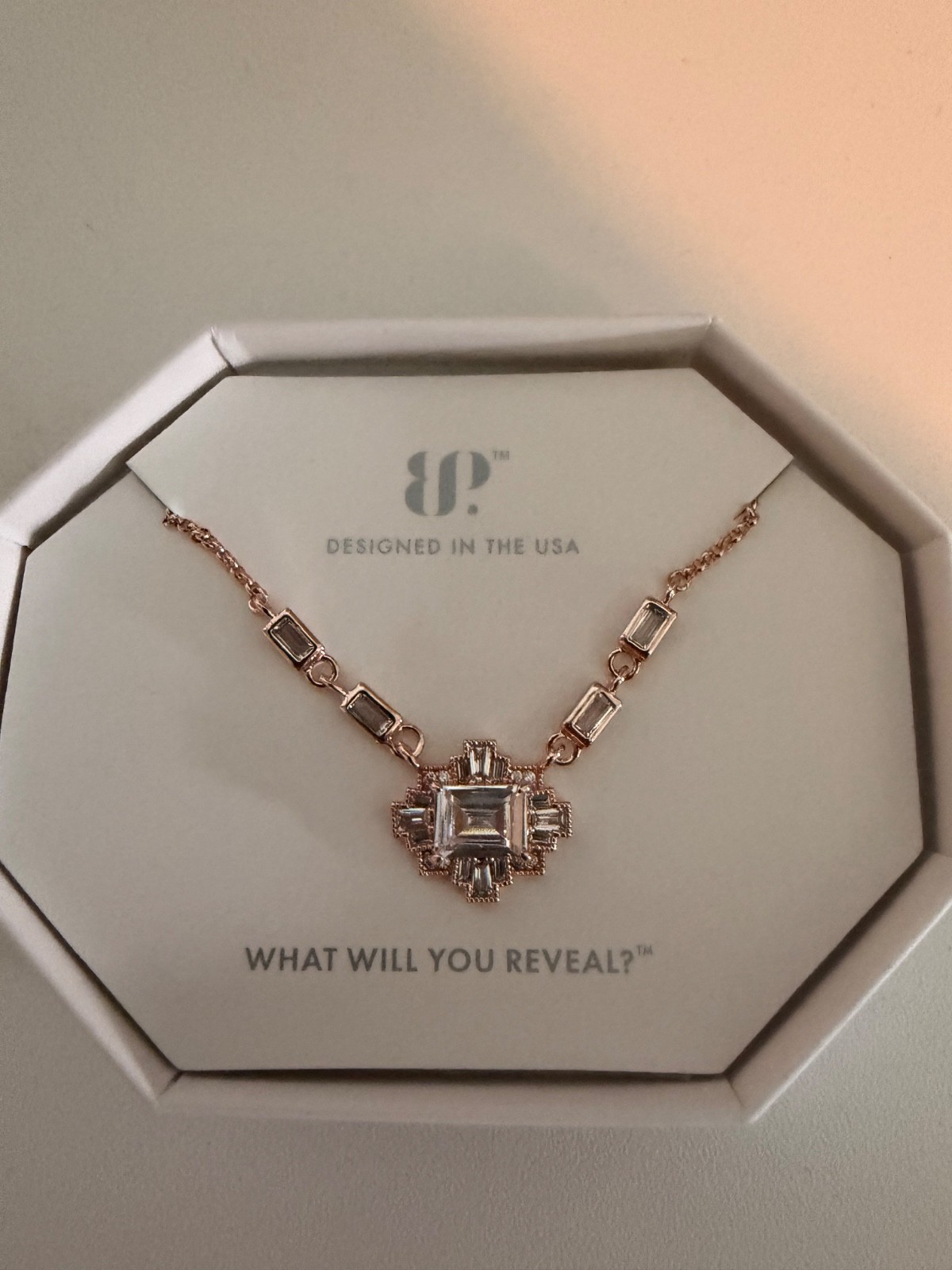 BP Center Of The Crown necklace NK88773 CZ on Rose Gold Plating
