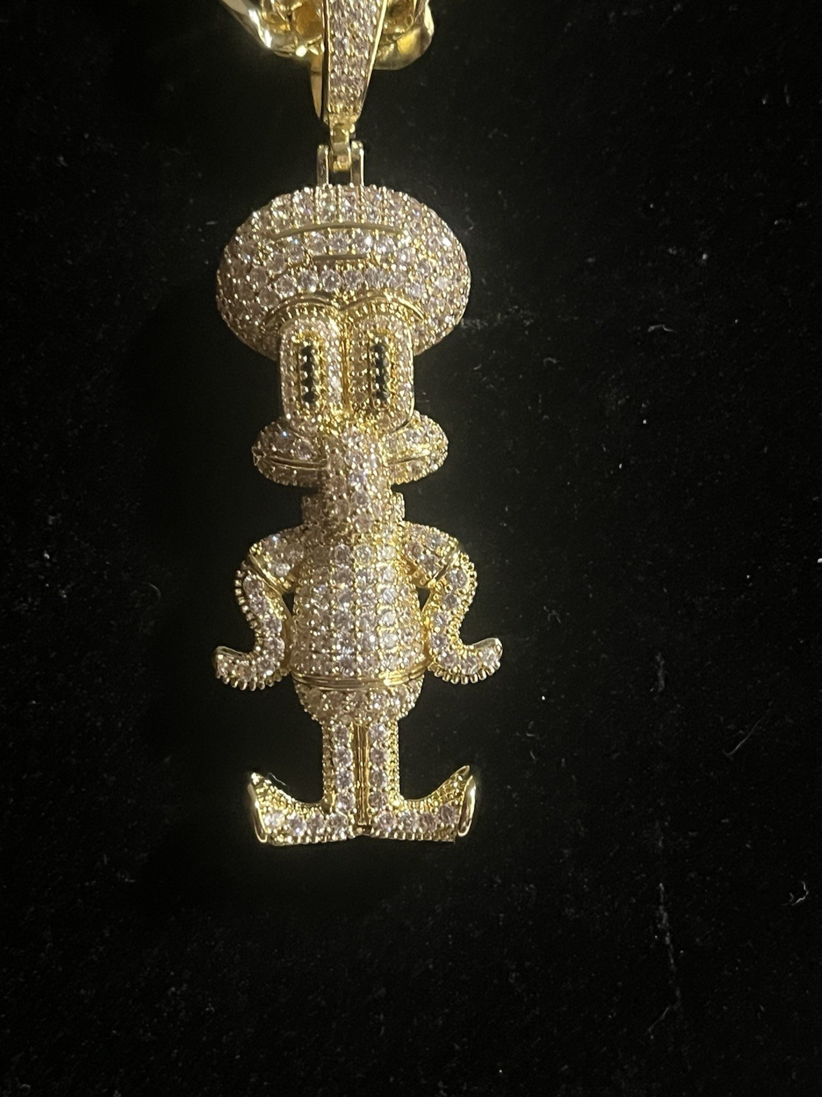 14k gold plated figaro with squid-ward 5ACZ pendant 22”