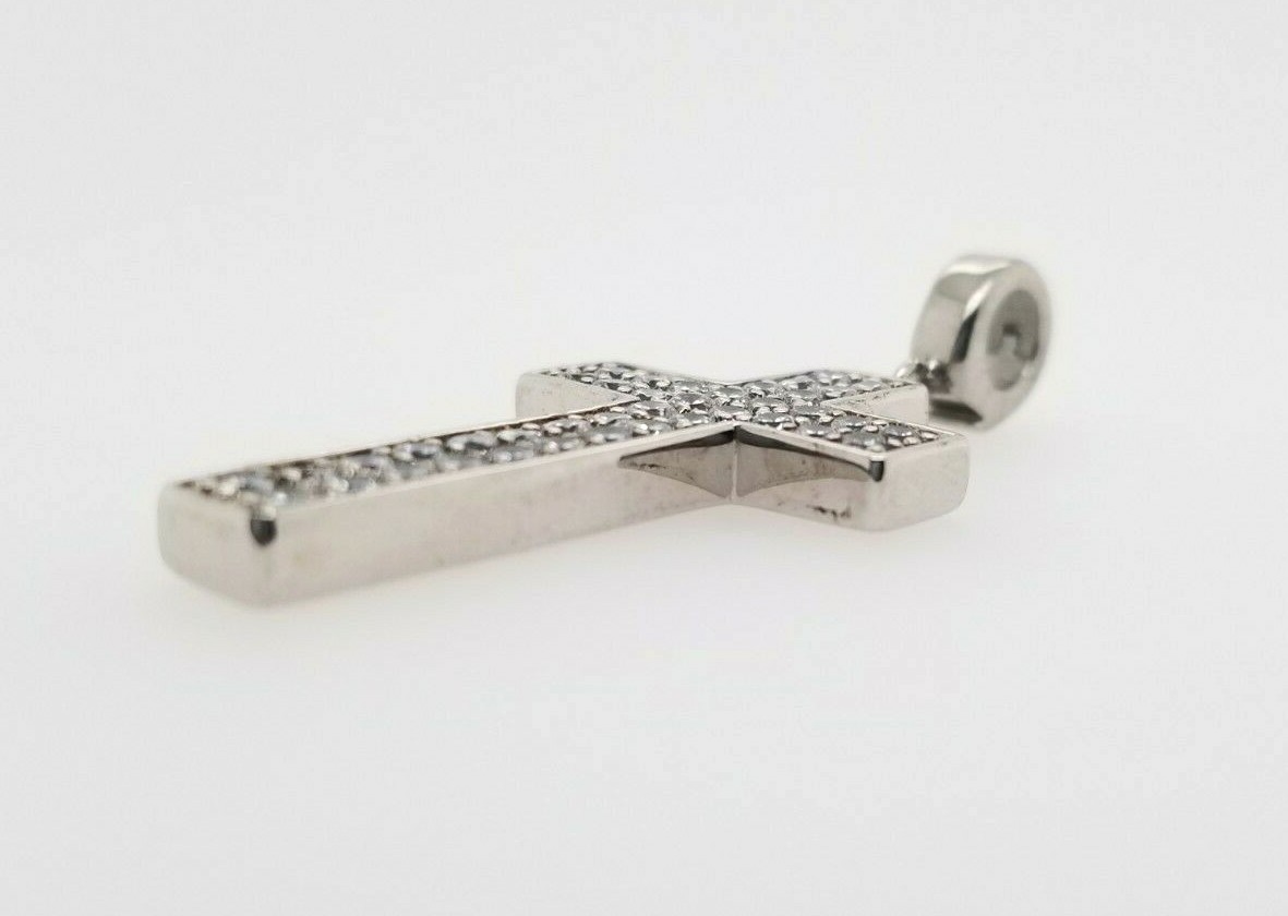 NEW KAGI St.Steel Clare Medium Cross with Cubic Zirconias RRP $119