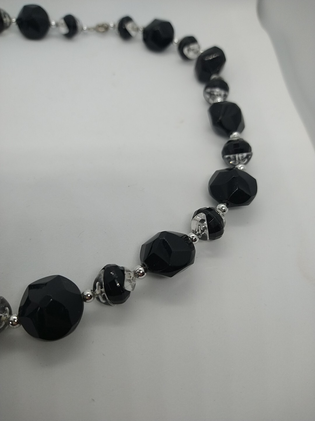 Necklace black Goth clear vintage beads vintage style retro Halloween y2k 1990′