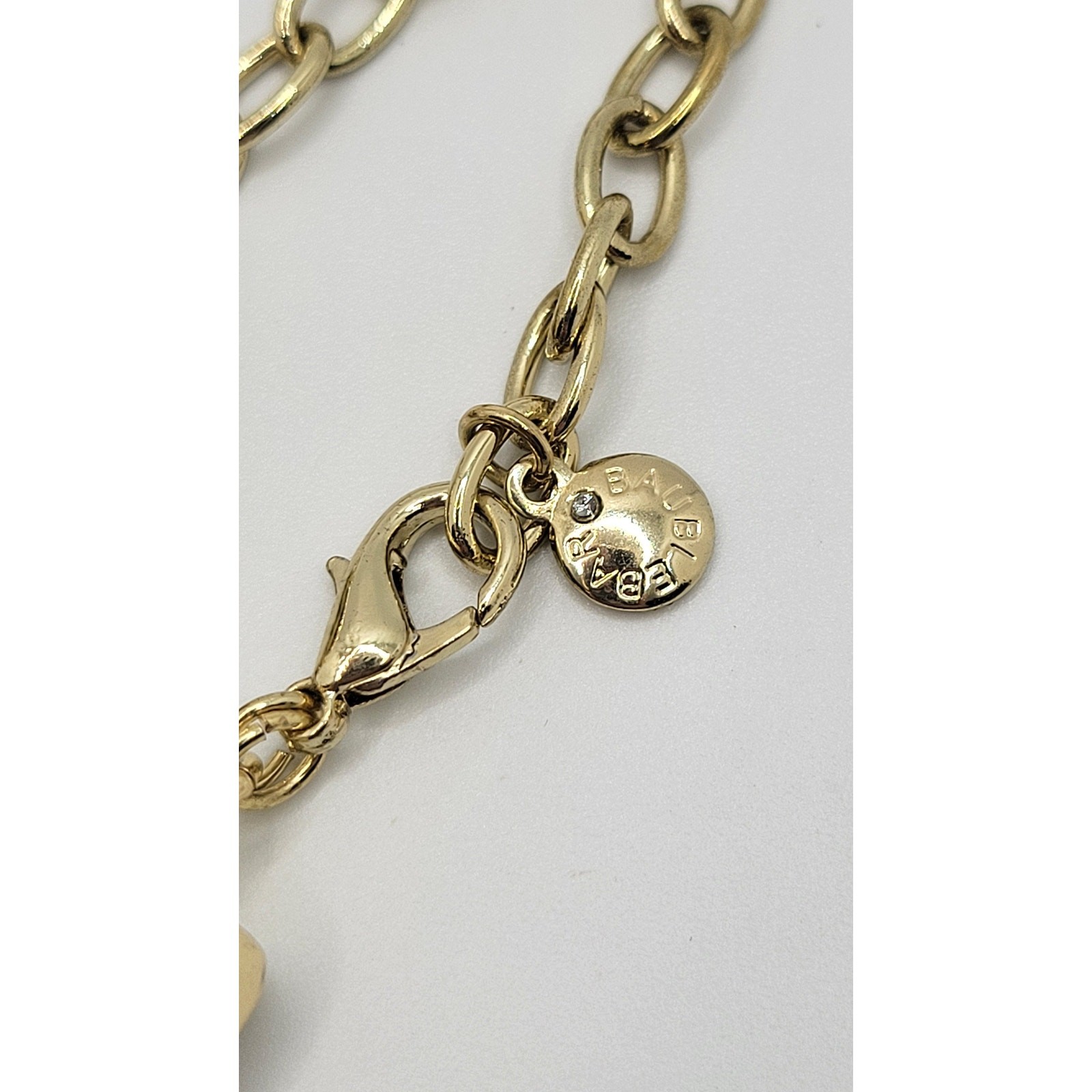 Baublebar Twisted Chain Necklace Signed Statement Crystal Strand Bead Ball
