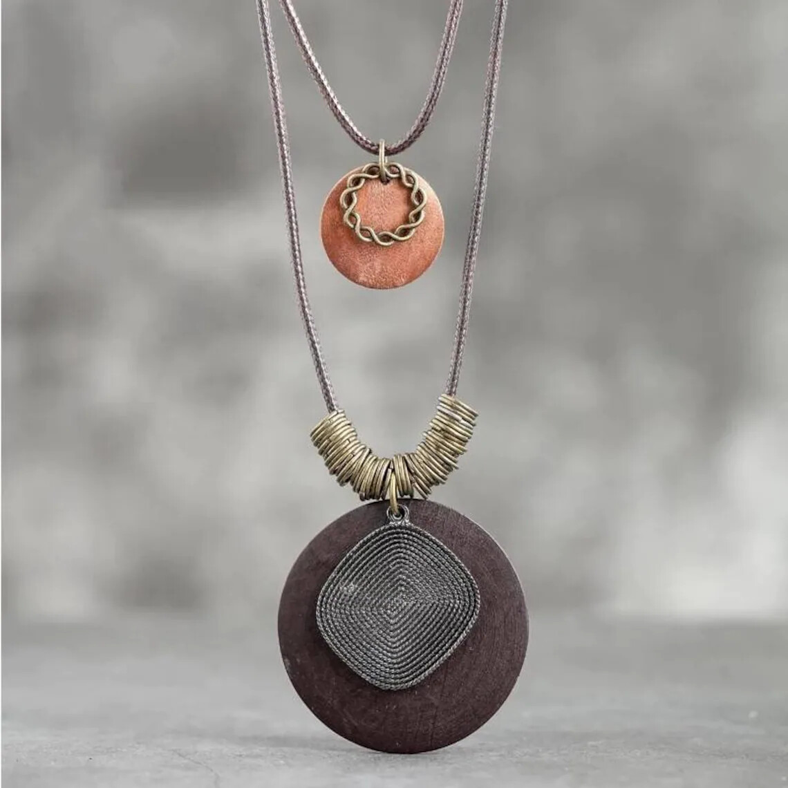 Boho Necklace for Women. Long Necklace with Big Pendant. 2 in 1 Women’s Gift
