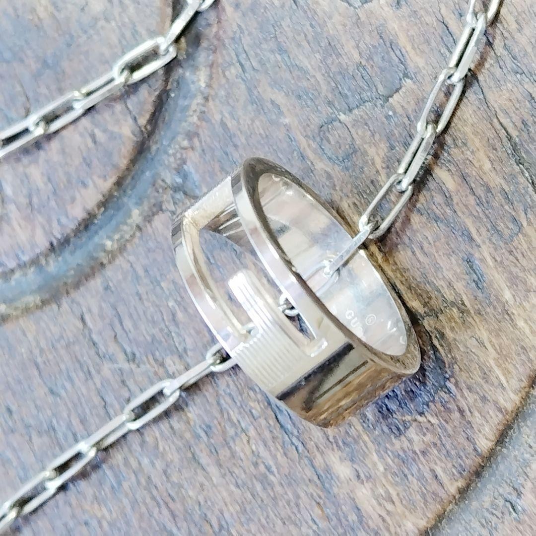 Excellent GUCCI Gucci G Logo Ring & Necklace 2 Set