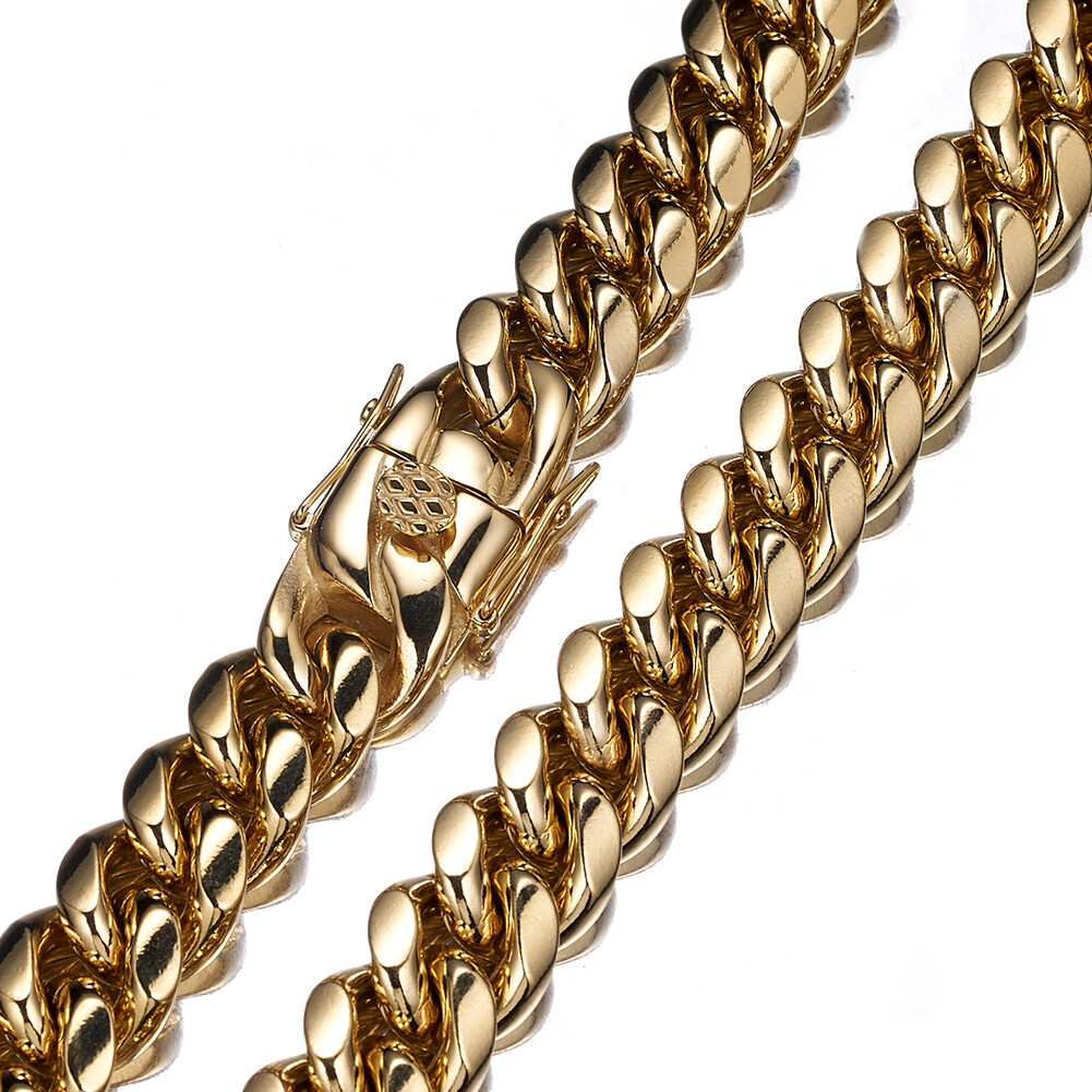 Fashion Mens Miami Cuban Link Bracelet or Chain Necklace Stainless Steel