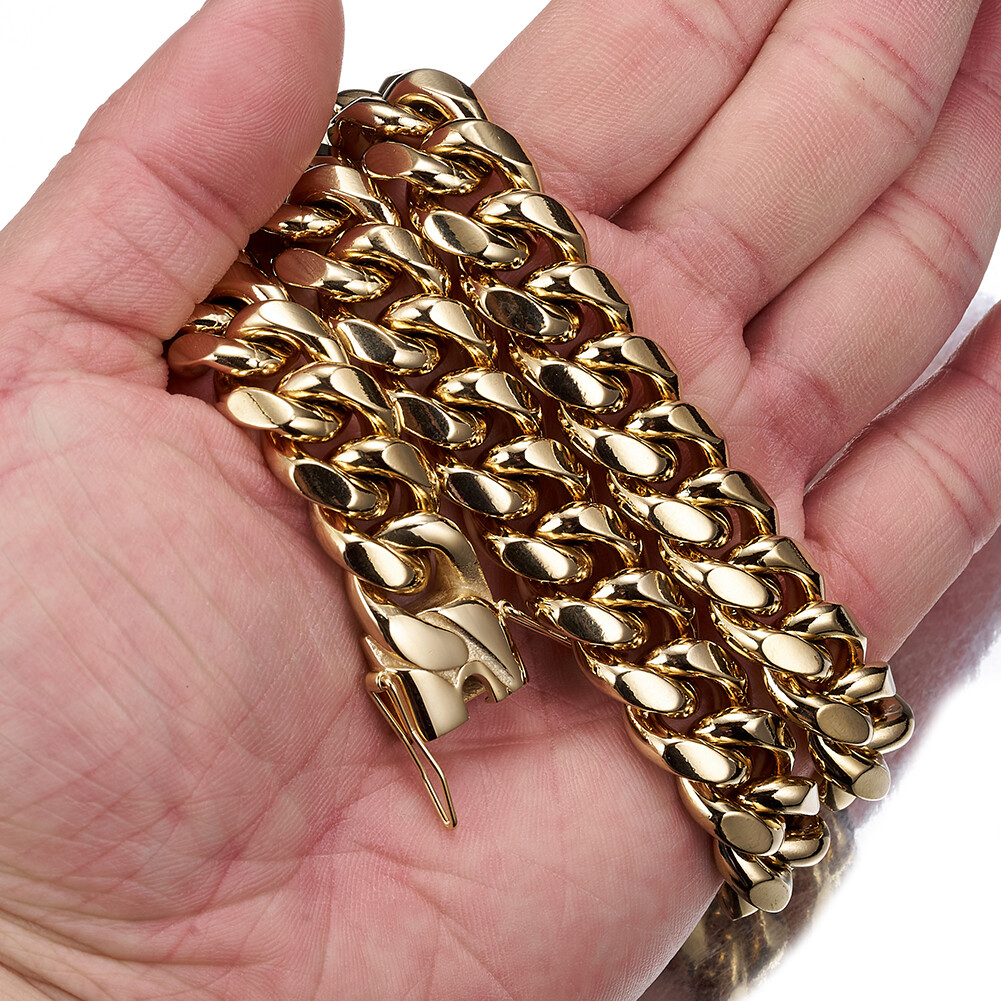Fashion Mens Miami Cuban Link Bracelet or Chain Necklace Stainless Steel