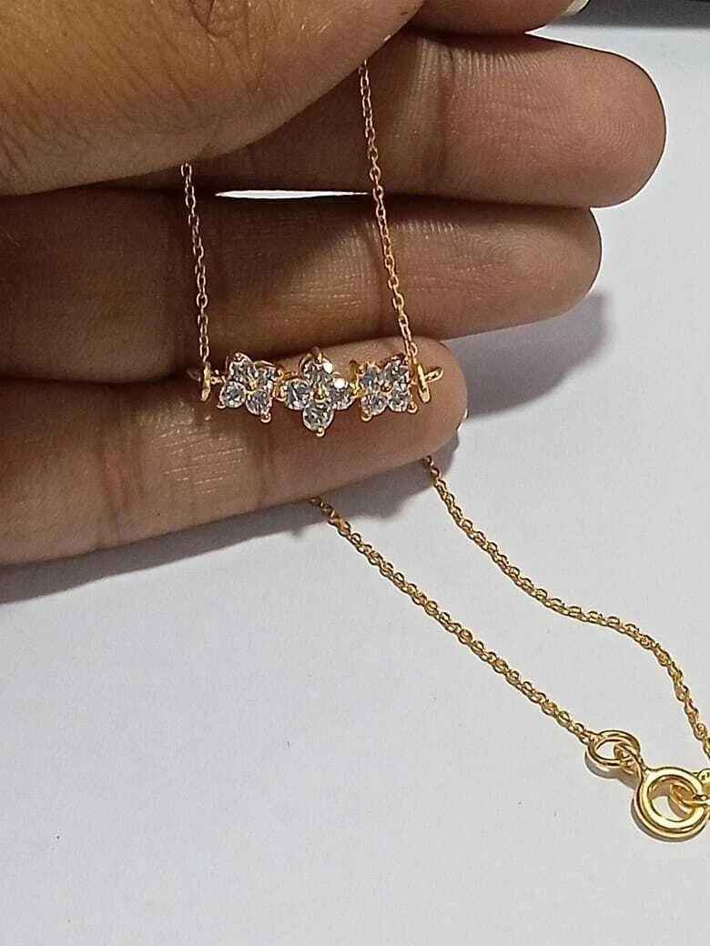 Women’s Beauty Necklace 1 Ct Round Cut Diamond Simulated 14k Yellow Gold Plated