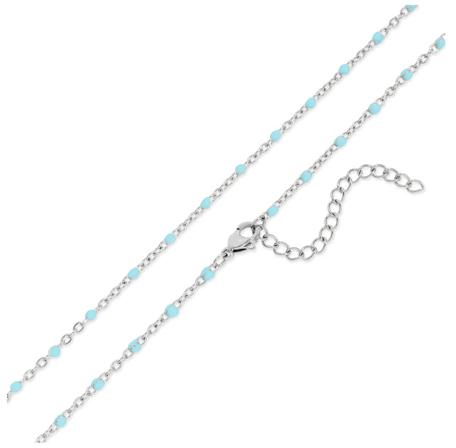 Stainless Steel Turquoise Bead Chain Necklace Nickle Free Dainty Bohemian