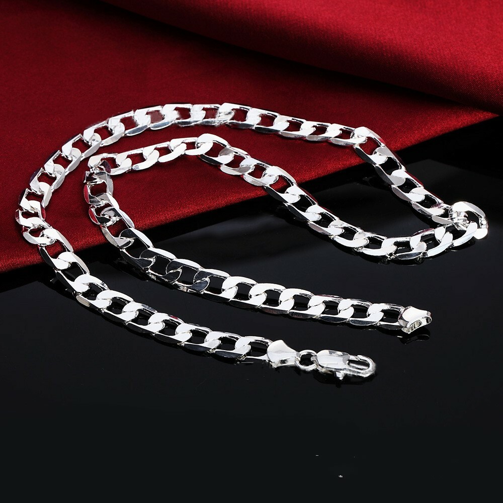16″-24″ Mens Womens 925 Sterling Silver 8mm Cuban Curb Link Chain Necklace #N223