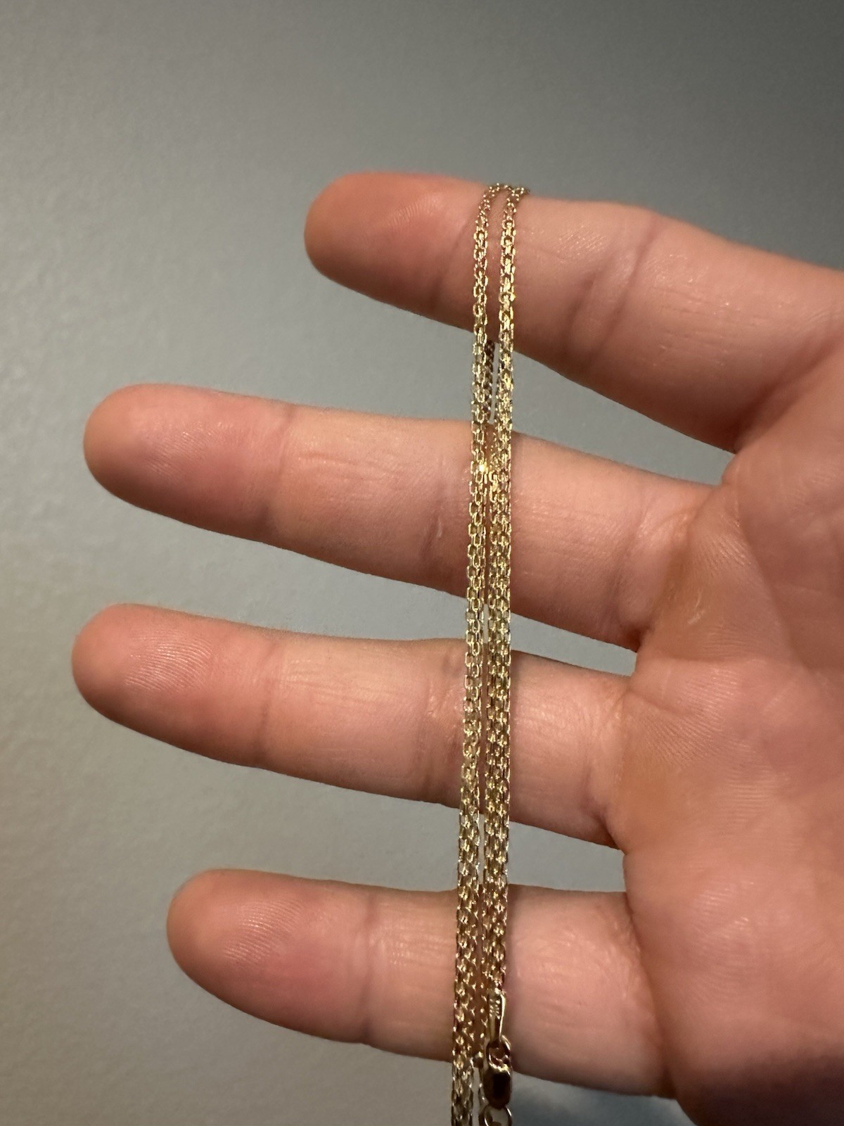 10k Solid Yellow Gold Bismark Chain Necklace, Lobster Clasp, Signed, No Stones