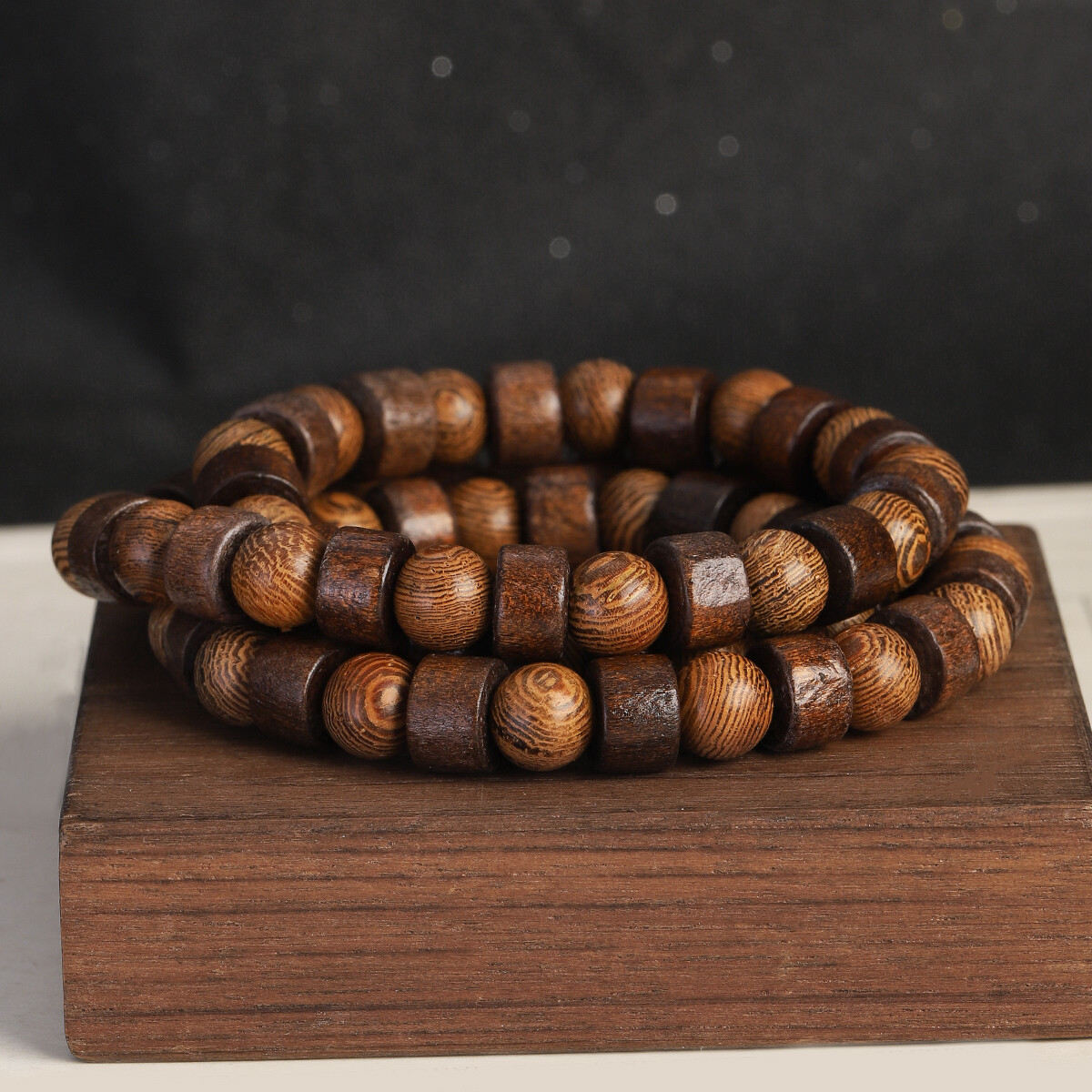 Men’s Natural Wood Round Beaded Necklace Fashion Necklace 22”