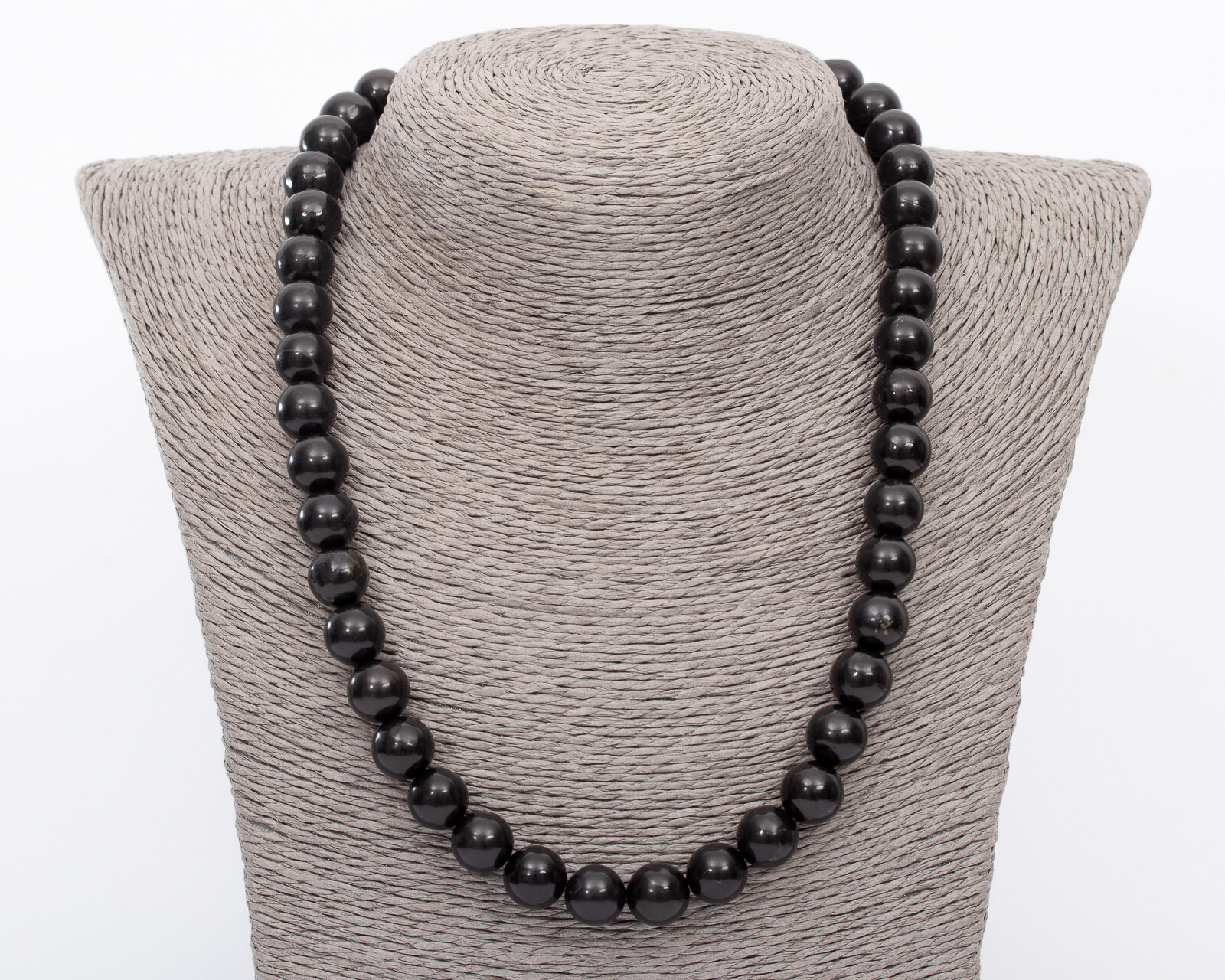 SHUNGITE Beads 10mm Necklace Polished EMF Protection Stone 20″