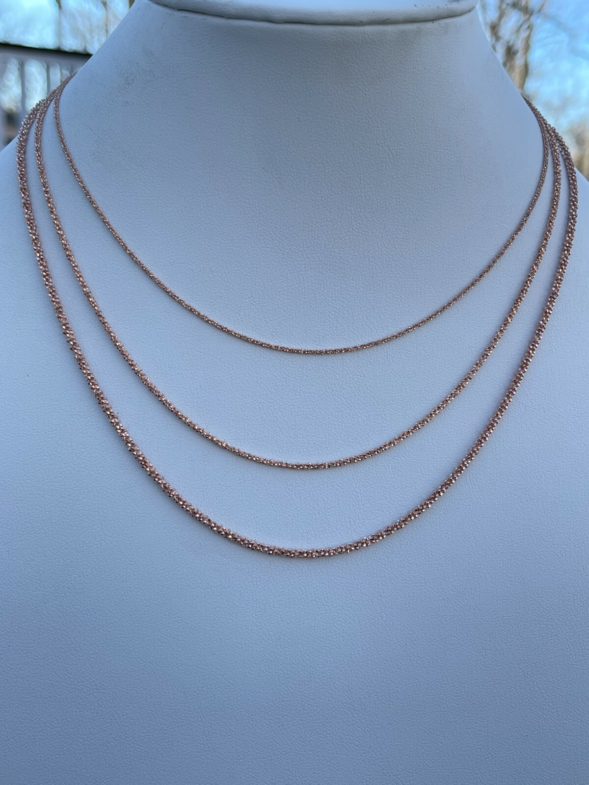 14k Rose Gold Plated Solid 925 Sterling Silver Sparkle Rope Chain Necklace Iced