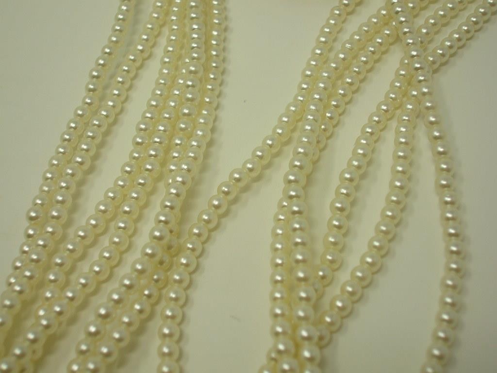 Estate Multi-Strand Imitation Pearl Necklaces Lot 6-Strand 24″ & 3-Strand 18″