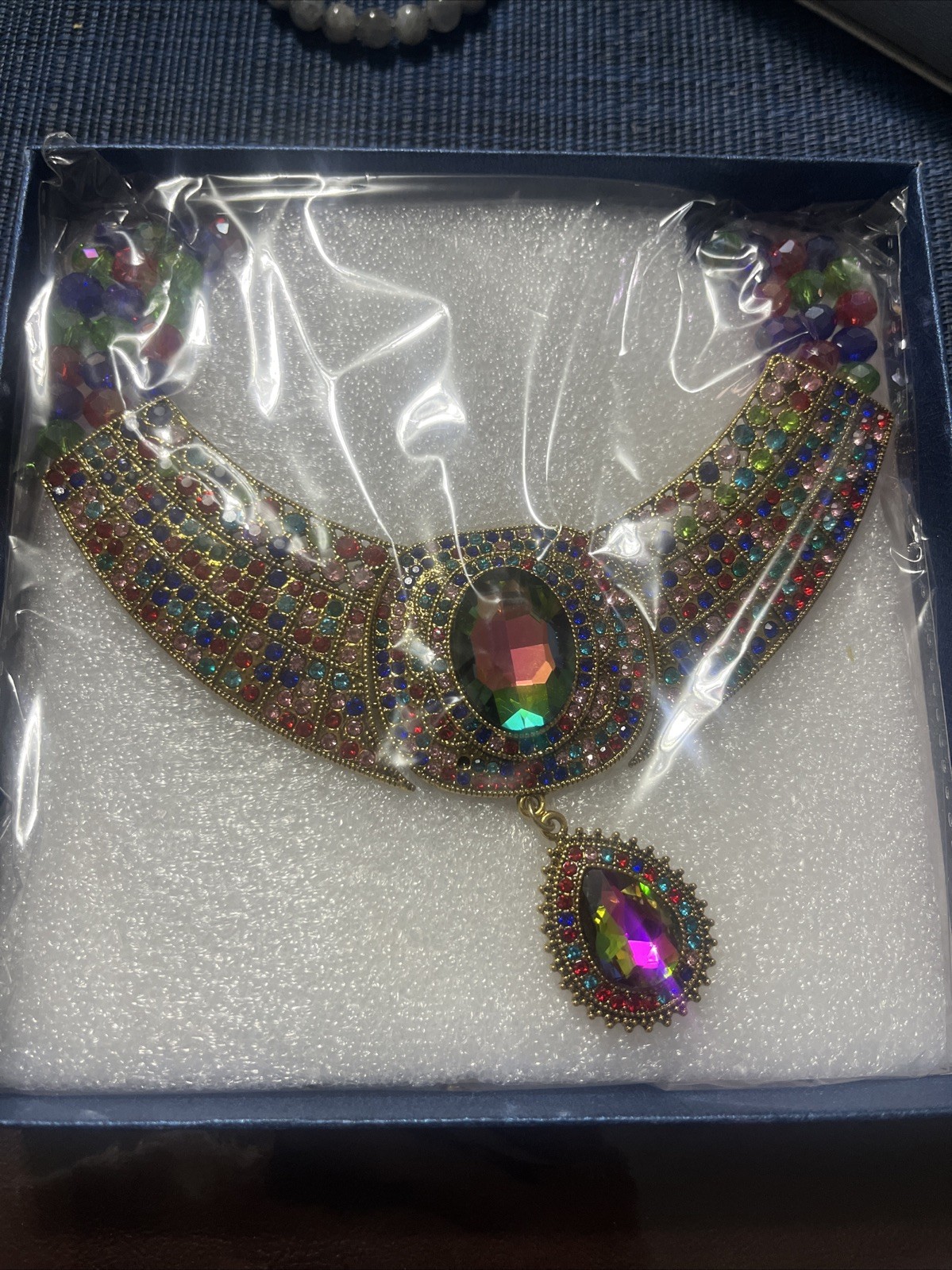 Multi Color Glass Crystal Alloy iron necklace