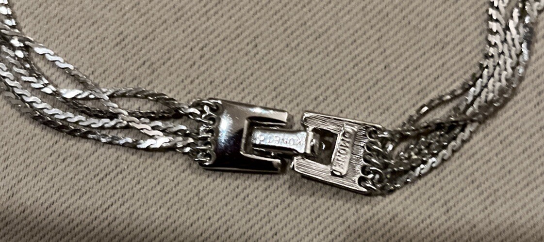 MONET Multi Strand (5) Link Silver Tone Variable Length Chain Necklace.