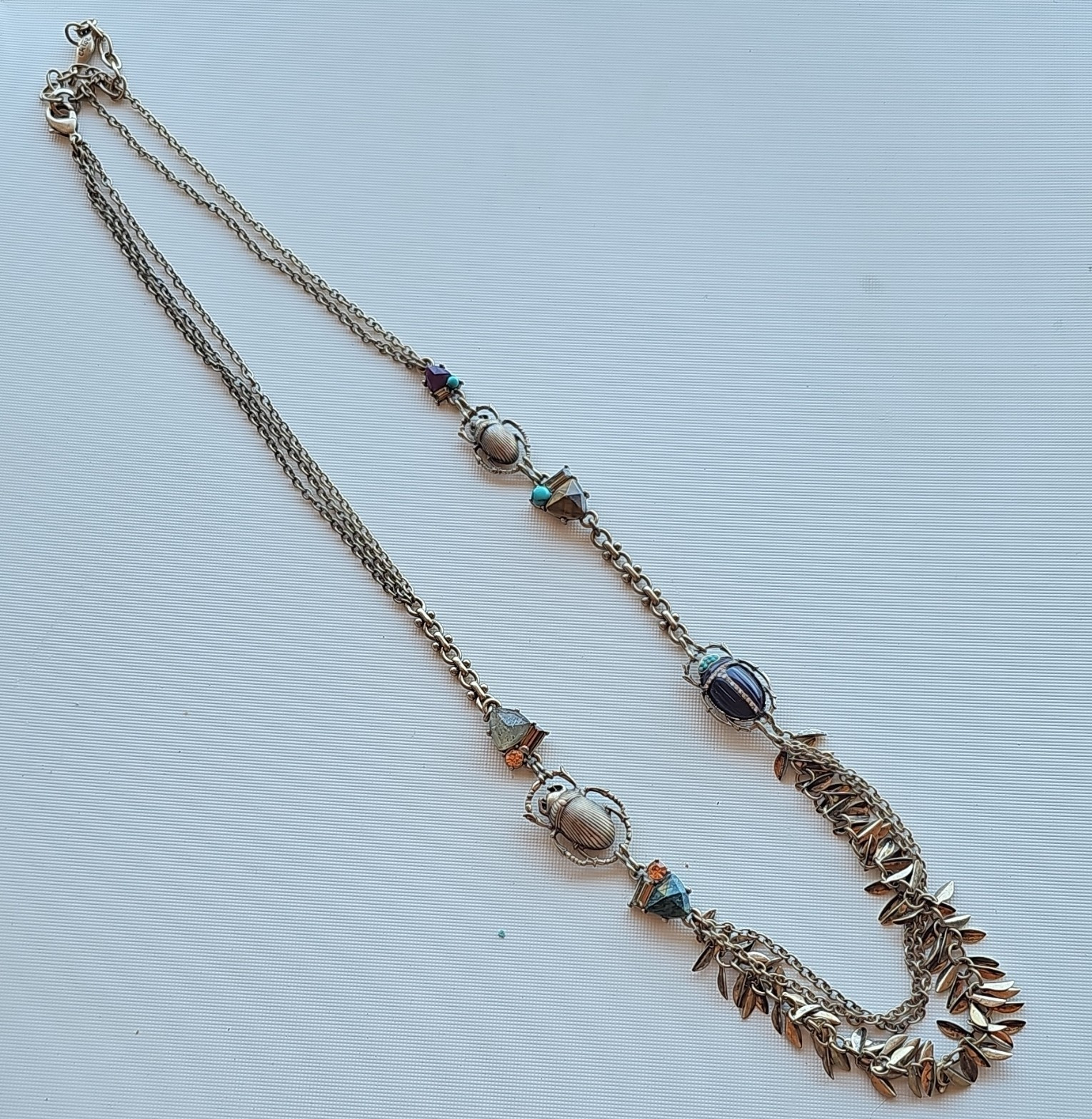 Chloe & Isabel Gold Tone Turquoise Scarab Fringe Cable Chain Necklace
