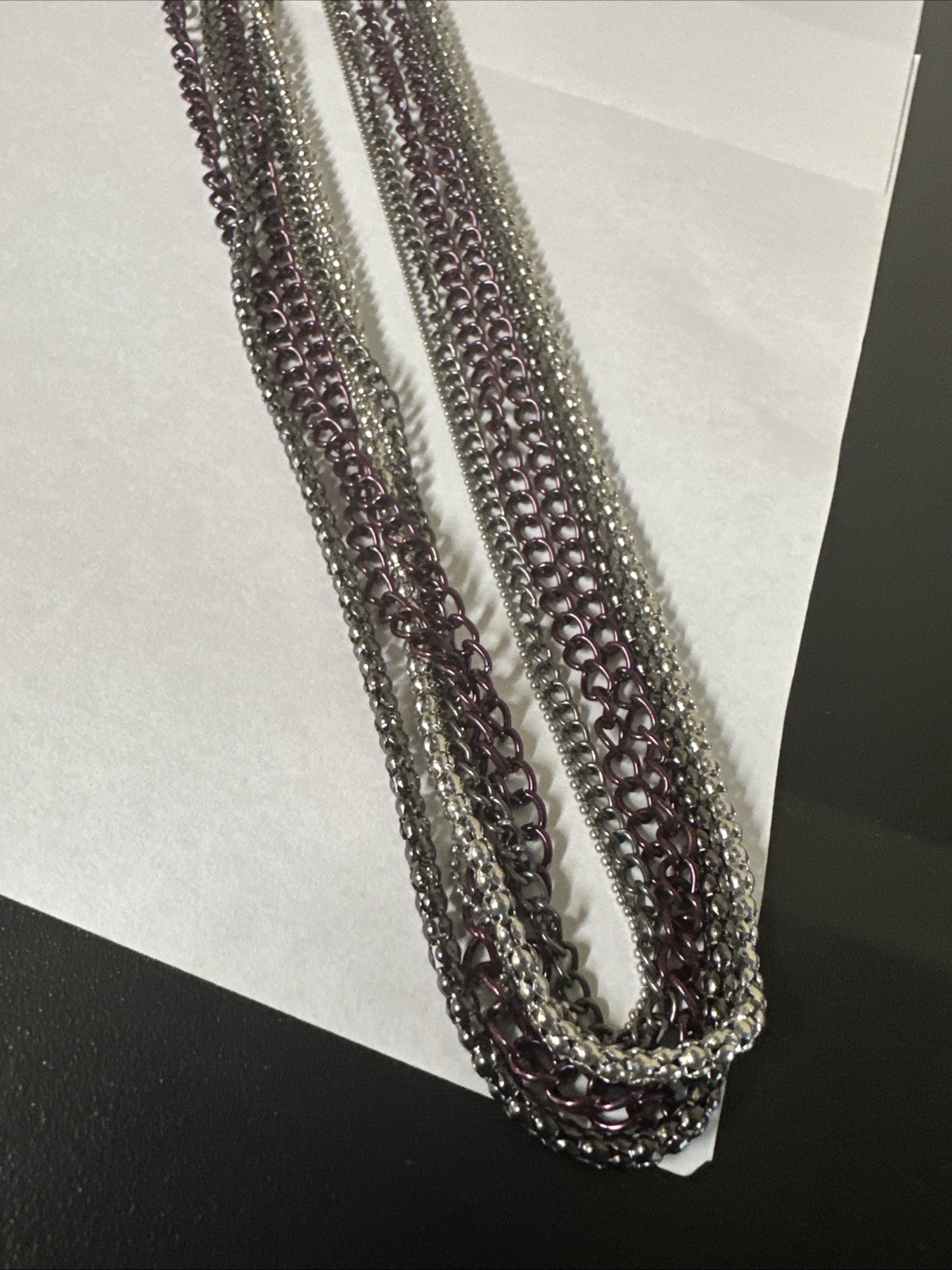 Paparazzi Necklace- Colorful Calamity- Purple Silver Black- Multiple Chains