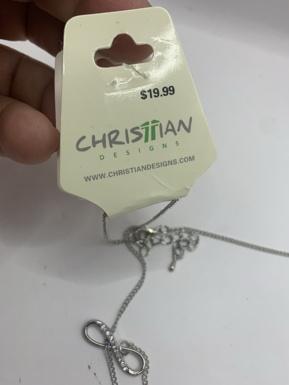 Christian Design Necklace 27 In Length Adjustable Infinity Symbol Heart Cross