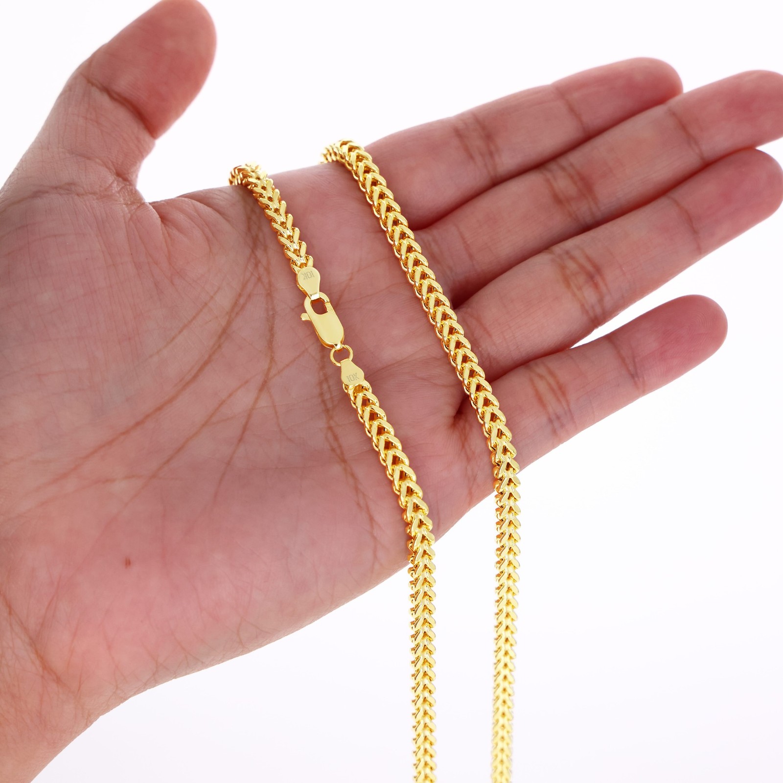 10k Yellow Gold 1.5mm-6mm Franco Box Necklace Bracelet Chain Mens Womens 7″- 30″