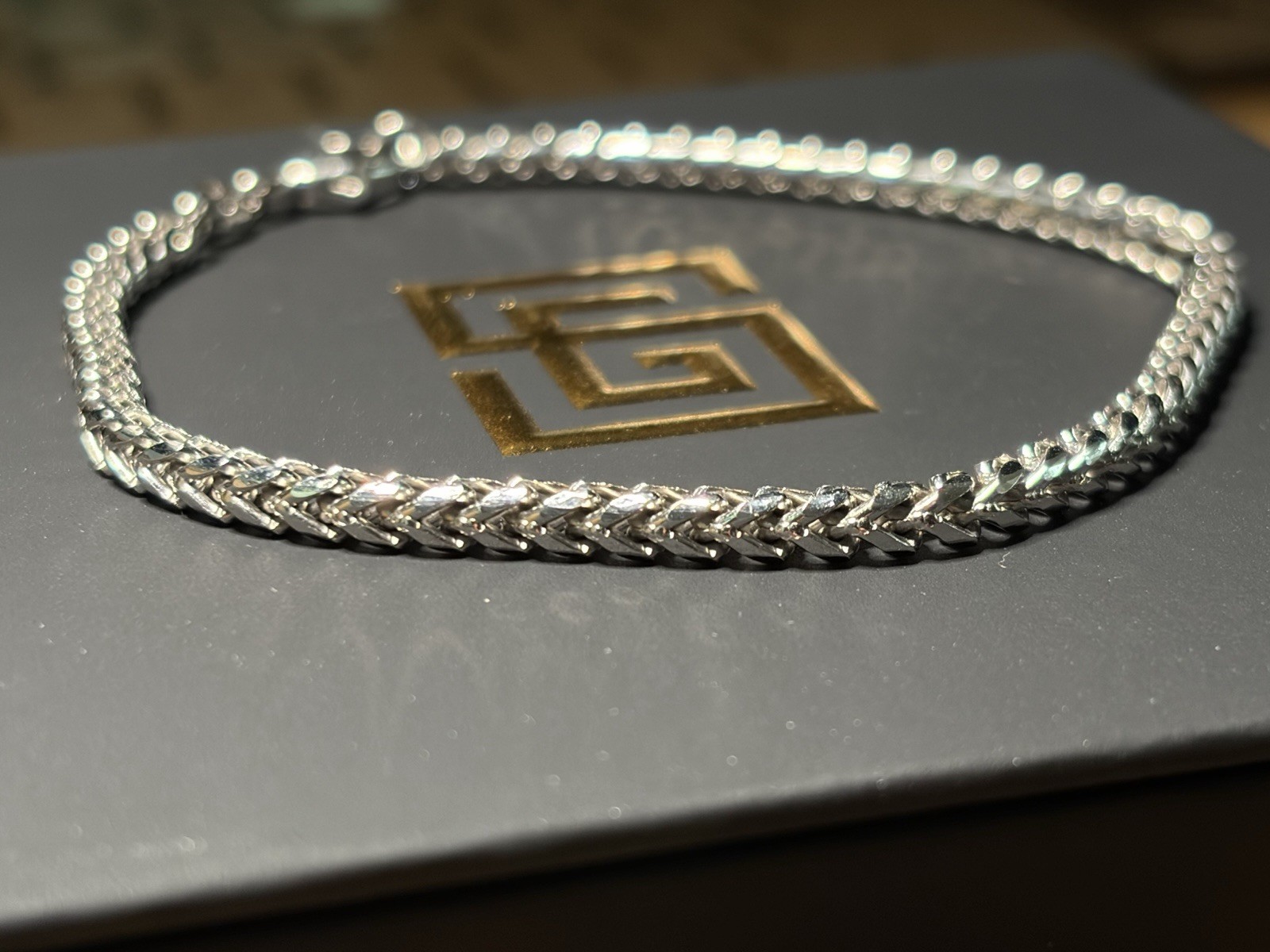SAINTS GOLD PLATINUM 8” 3.5MM D/C FRANCO BRACELET – 19.2g PT950! PRE-OWNED/MINT!