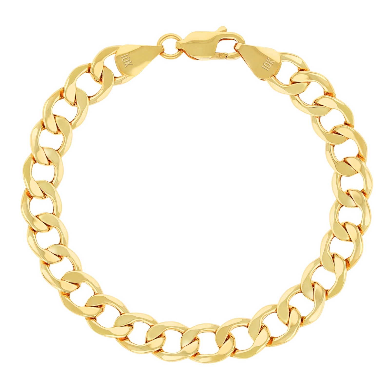 10K Yellow Gold 2.5mm-7.5mm Cuban Curb Link Chain Bracelet Mens Womens 7″ – 9″