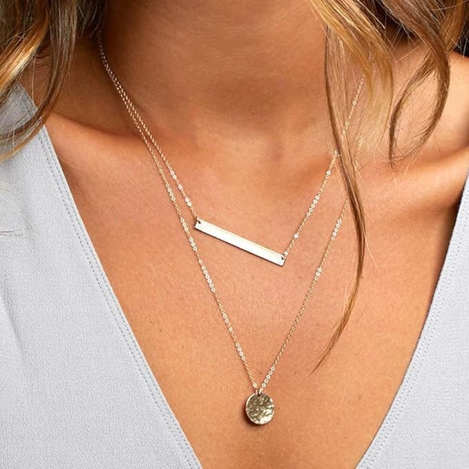 14K Gold Plated Layered Choker Necklace – Elegant Minimalist Women’s Jewelry for