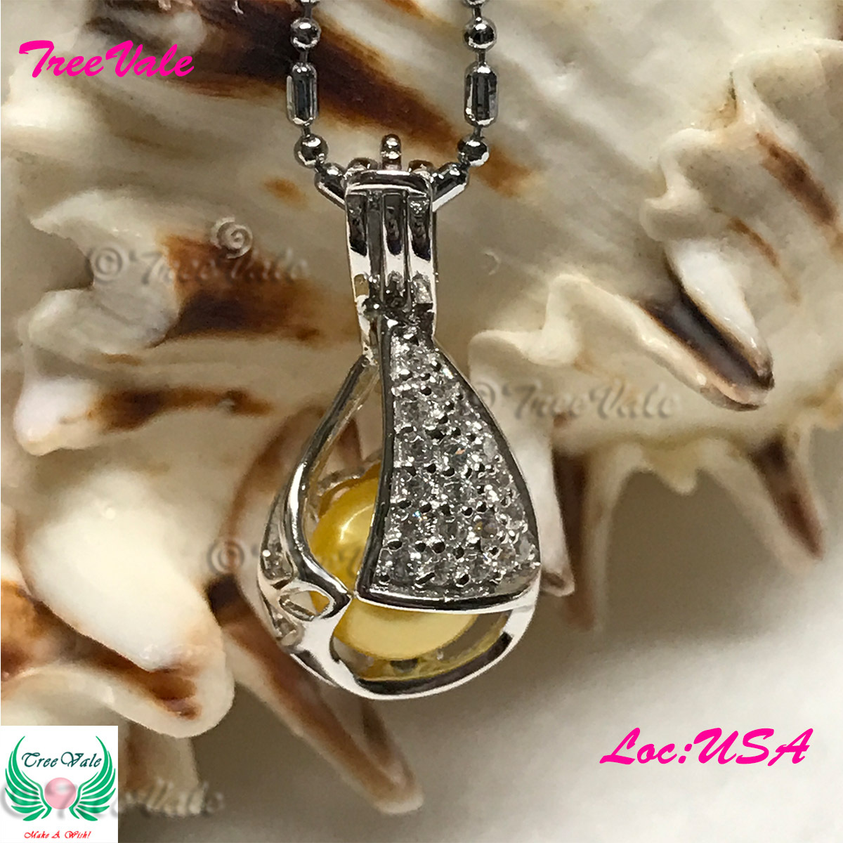 Forever Crystals Teardrop – 925 Sterling Silver – Pearl Cage Pendant- Hold 6-8mm
