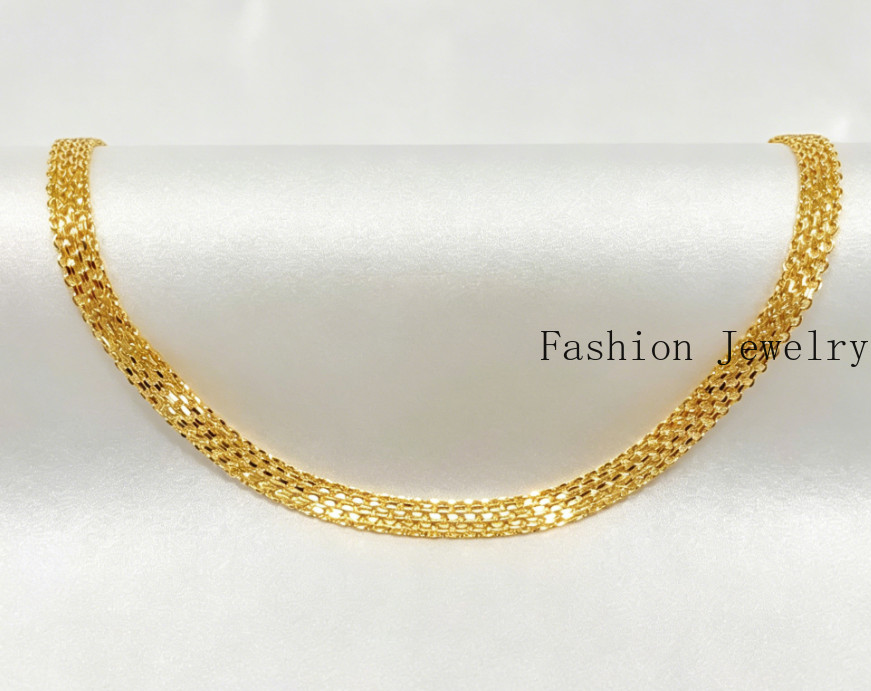 Solid 18K Yellow Gold Vintage Multi Layer Wide Necklace Chain 8mm 24in men/women