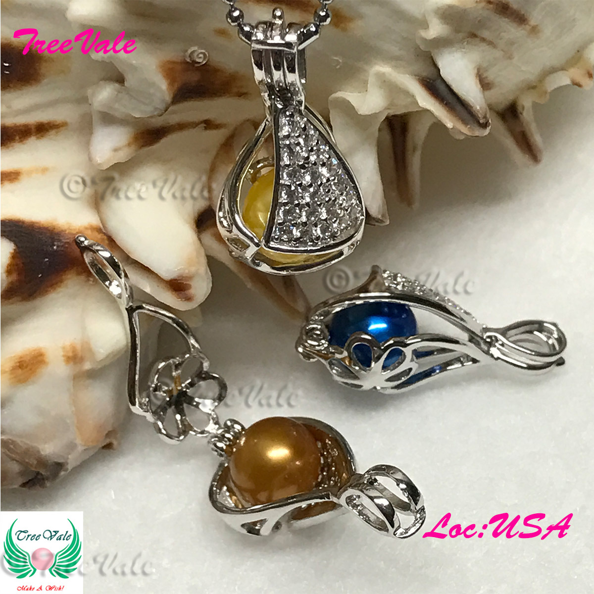 Forever Crystals Teardrop – 925 Sterling Silver – Pearl Cage Pendant- Hold 6-8mm