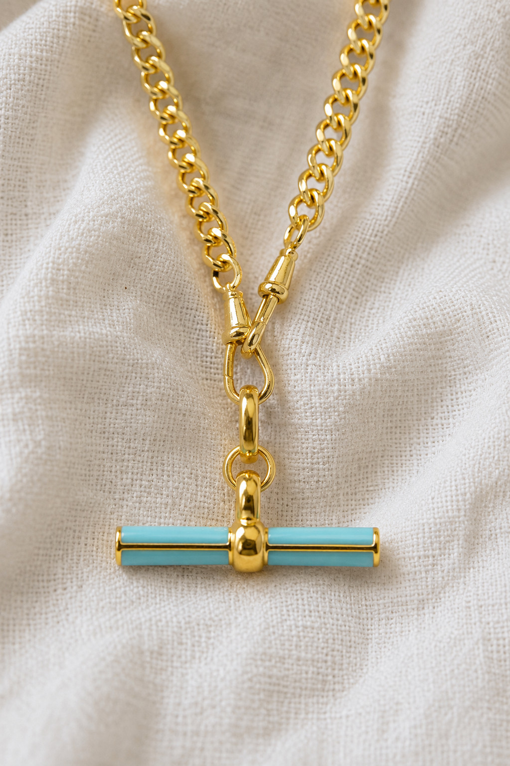 Giant chubby Cuban link chain necklaces brass metal T bar pendant necklaces