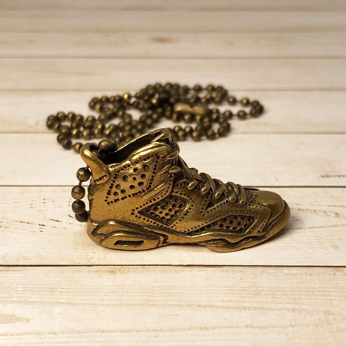 Nike Air Jordan 6 Pendant + 20″ Ball Necklace Antique Bronze Stainless Steel