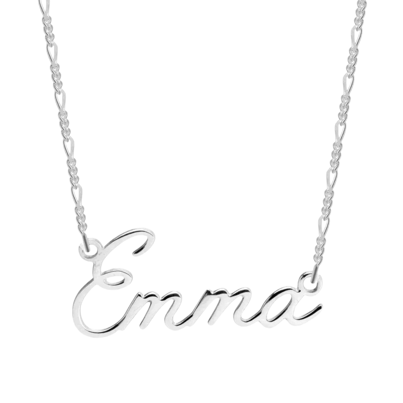 Custom Name Necklace Any Name 925 Sterling Silver Figaro Chain Handmade Gift