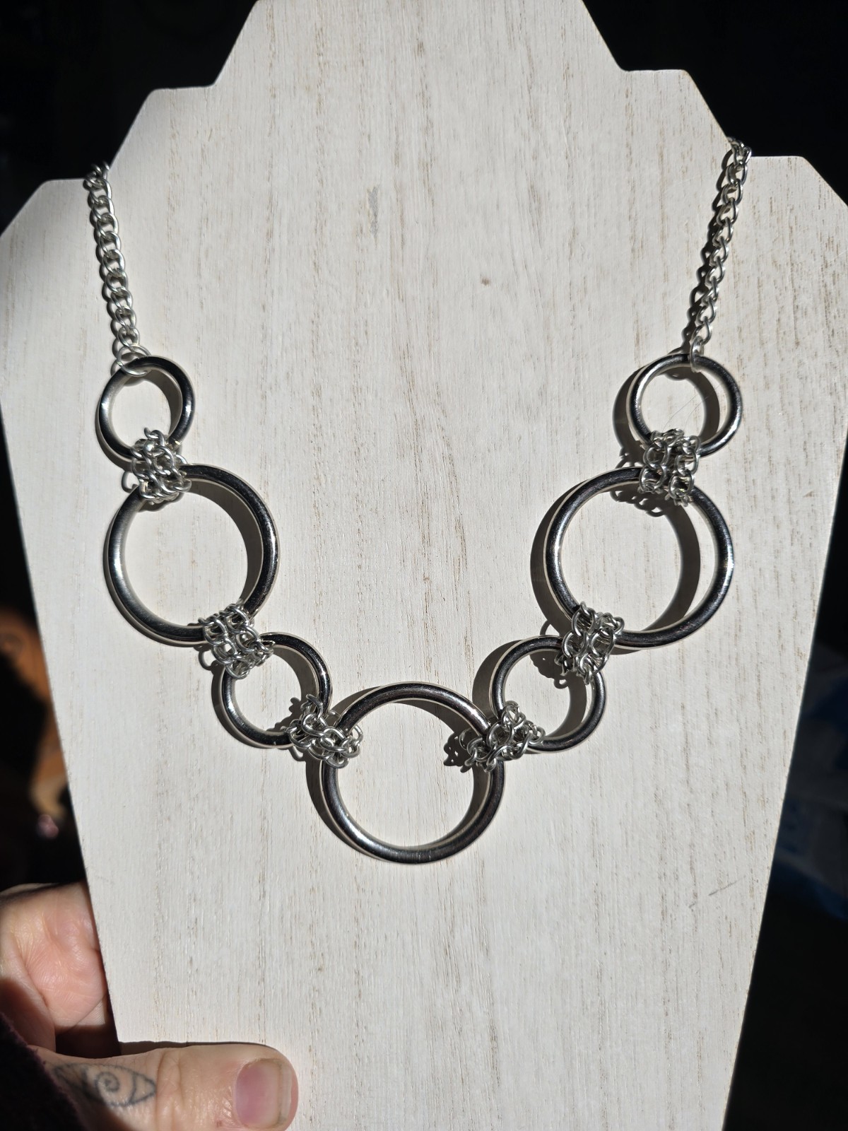 Metal CHAIN RINGS NECKLACE HIPHOP FASHION ART BIB Goth