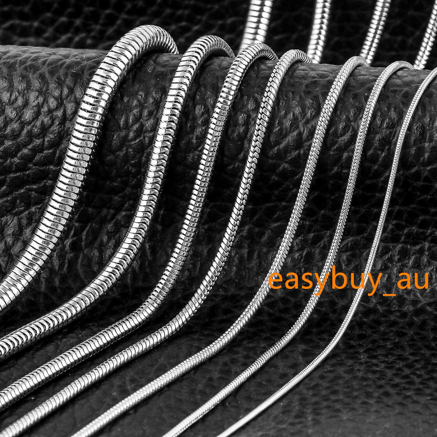 0.9-4.2mm Stainless Steel Men Women Round Snake Chain Necklace 7-24” Chain