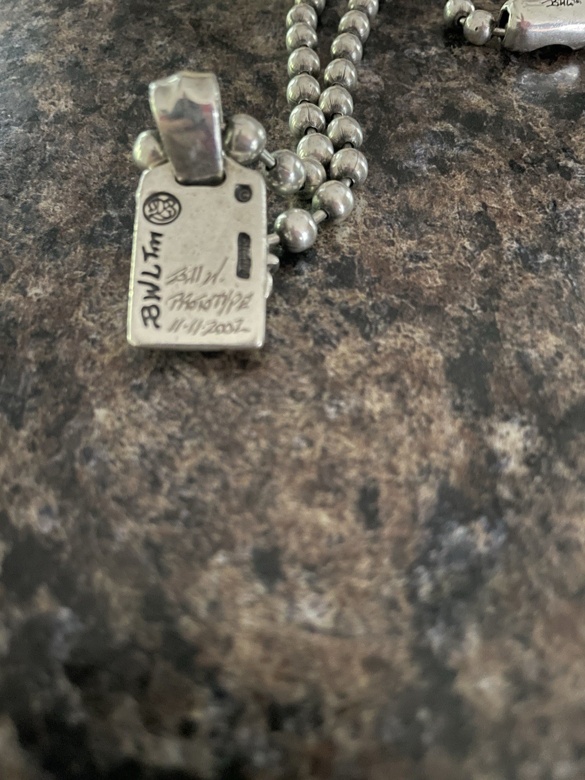 Bill Wall Bal Chain Dog Tag and cross necklace custom made 925 silver